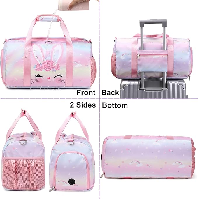 Unicorn Dance Bag for Girls Travel Duffel Bags Girls Sports Gym Bag Overnight Ballet Dance Bag with Shoe Compartment and Wet Compartment(Pink)