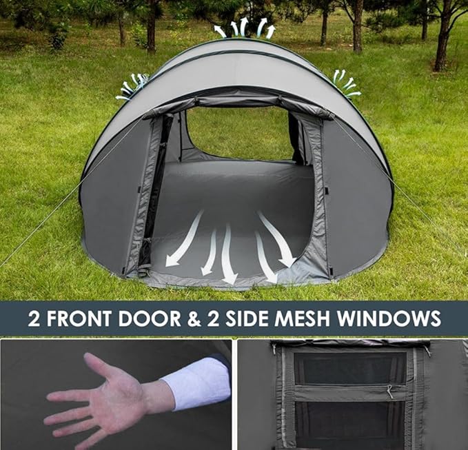 Instant Pop Up Camping Tent, 5-6 Person Tents,Automatic Set Up Tent in 3 Seconds,Waterproof Sunshade Family Tent,Portable Lightweight Dome Tent for Outdoor Camping,Hiking,Travel & Beach