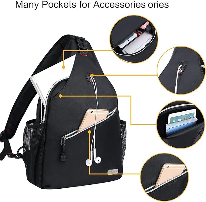 MOSISO Rope Sling Backpack (Up to 13 inch), Multipurpose Crossbody Chest One Shoulder Outdoor Travel Hiking Daypack
