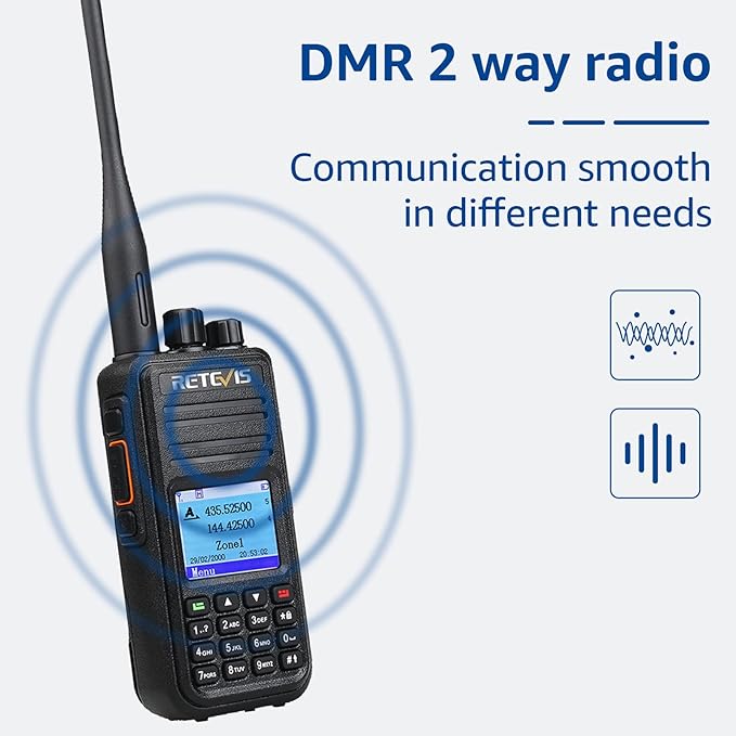 Retevis RT3S Dual Band DMR Radio, Digital Analog 2 Way Radio with GPS APRS, 3000Ch 120000 Contacts 2000mAh, Long Range Handheld Walkie Talkie for Traveling Hiking (Black 1 Pack)