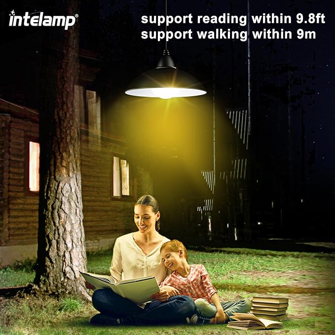 intelamp Solar Pendant Lights, 2 Pack Solar Shed Lights by Remote Control Solar Powered Indoor & Outdoor Lights Hanging Lights for Storage Room Home Yard Porch Balcony (2 Pack)