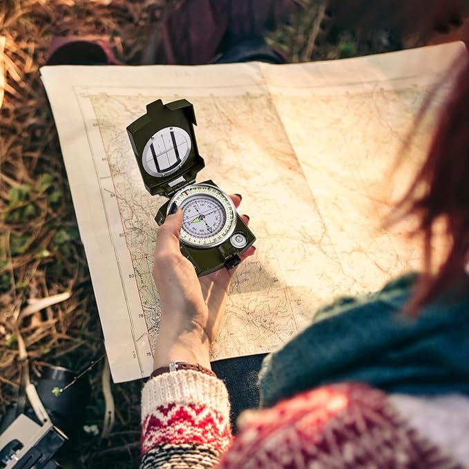 Compasses,Hiking Compass for Survival with ,Compass Survival,Waterproof Durable and Pocket-SizedTactical Survival Compass with Lanyard,Climbing Biking Exploring Geology, Outdoor Activities