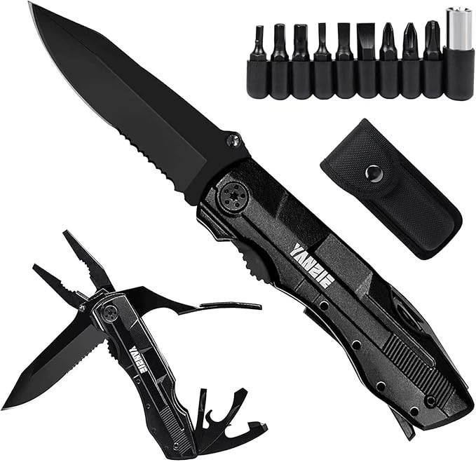 Multitool Pocket Knife with Switch Blades, Can Opener, Wire Cutter, Plier Screwdrivers, Fishing Knife for Camping Hunting, Chrismas/Birthday Gifts for Men/Dad/Kids