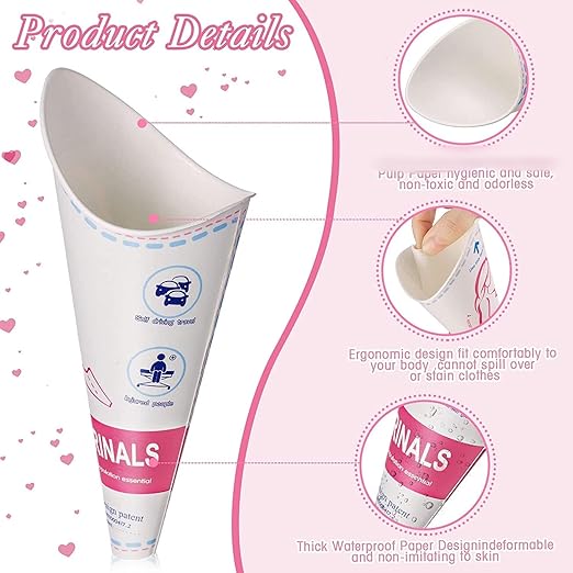 60 Pcs Disposable Portable Female Urination Device for Women, Female Urinal,Women Pee Cup Standing Up,Disposable Women Urinal for Women Female Pee Funnel,for Travel Camping Urinary Pee Cones