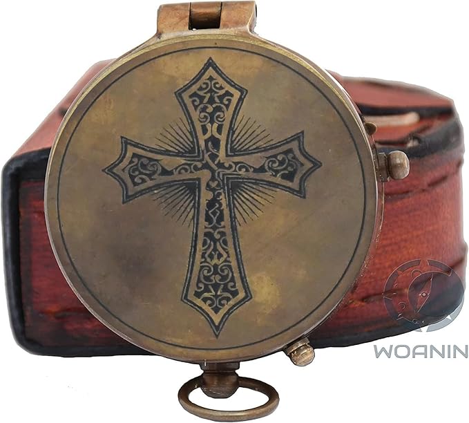 Trust in The Lord with All Your Heart -Proverbs 3: 5-6 Quote Engraved Compass with Leather Box, Compass Gift, 2023 Graduation Day Gifts- Baptism Gifts Compass