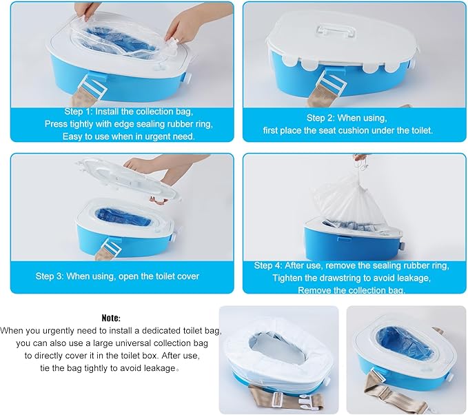 Portable Car Toilet/car Potty/Emergency Toilet/Vehicle Urine Bag- - Suitable for Outdoor Emergency, Camping and Sleeping, Car Travel,Traffic Jam (Blue)