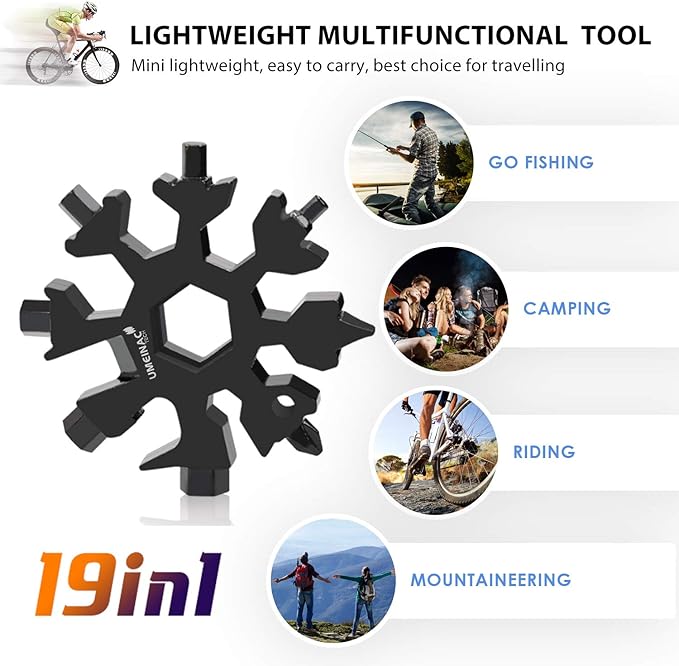 19 in 1 Snowflake Multi Tool Keychain Multitool, Keychain Tools Multi-Tool Snowflake Screwdriver Wrench Tool Gadgets Mini Pocket Tools For Men