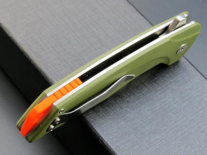 Eafengrow EF926 Pocket Knife D2 Steel Blade Outdoor Tool knives G10 Handle Pocket Clip EDC Knife Ball bearing Knife for Camping Survival Hiking,green