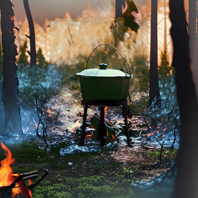 Campfire Tripod Stand for Dutch Oven - Open Campfire Portable Stove for Cooking - Foot Lock Portable Stove