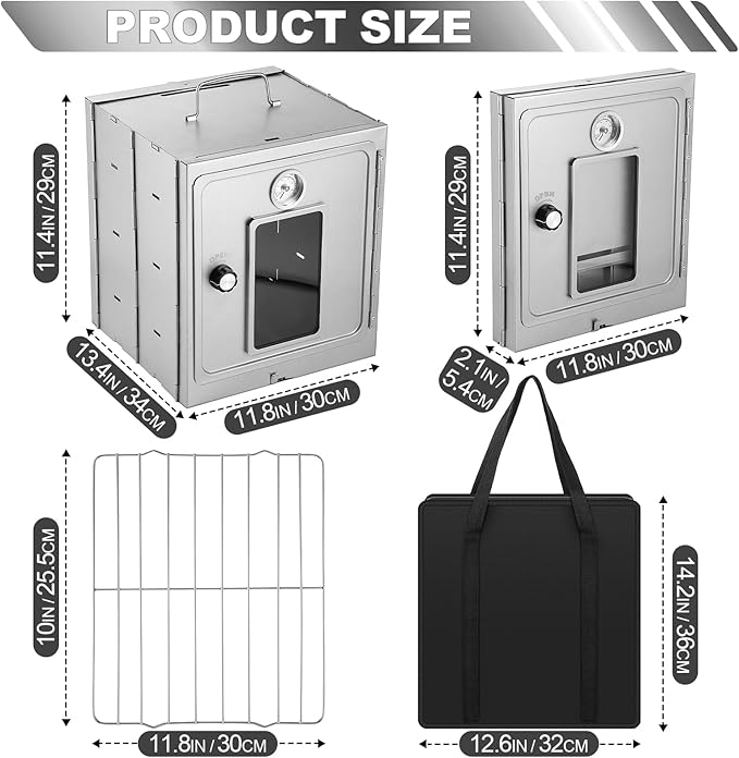 Portable Camping Oven with Storage Handbag, Stainless Steel Fastfold Design Camp Oven for Wood Burning Stoves and Camp Stoves, Outdoor Cooking Baking BBQ