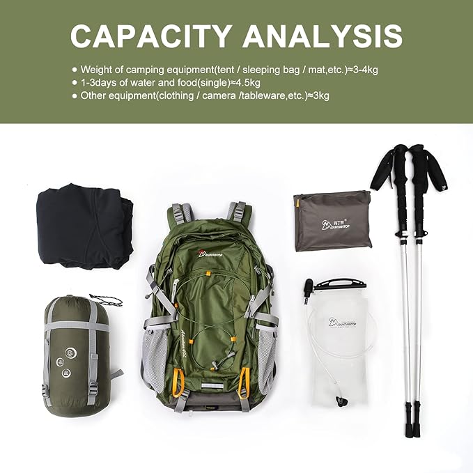 MOUNTAINTOP 40L Hiking Backpack Travel Daypack with Rain Cover for Outdoor Backpacking, Camping