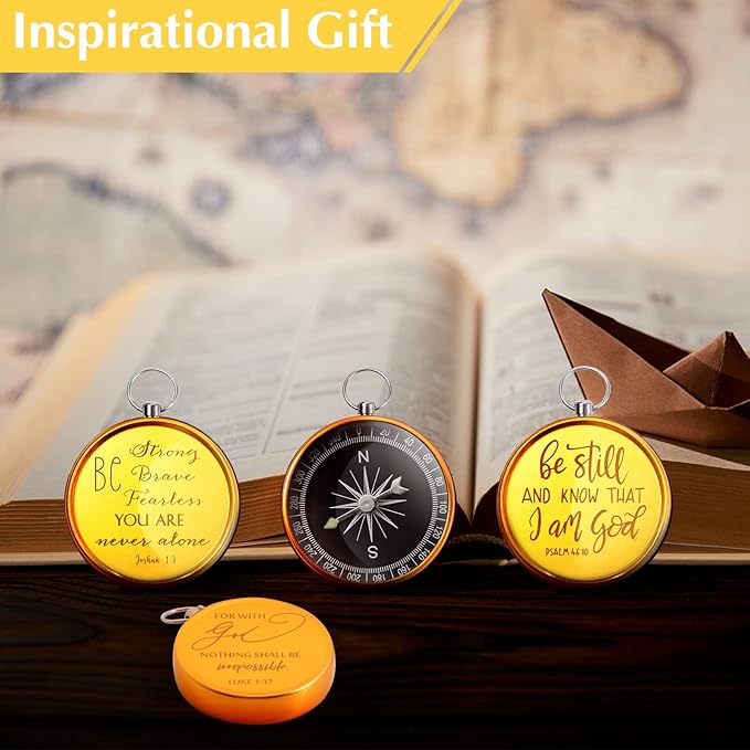 Fumete Christian Gift Compasses Hiking Scripture Religious Bible Vintage Church Sunday School Gift for Student Teacher