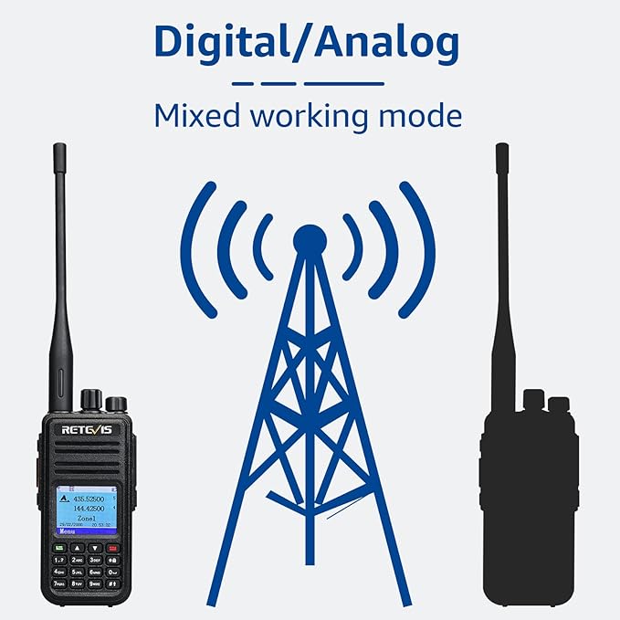 Retevis RT3S Dual Band DMR Radio, Digital Analog 2 Way Radio with GPS APRS, 3000Ch 120000 Contacts 2000mAh, Long Range Handheld Walkie Talkie for Traveling Hiking (Black 1 Pack)