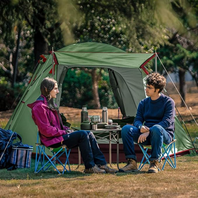 KAZOO 2/4 Person Camping Tent Outdoor Waterproof Family Large Tents 2/4 People Easy Setup Tent with Porch Double Layer