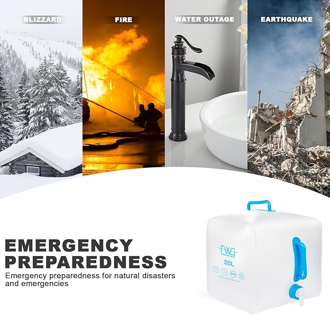 Collapsible Water Container (with Spigot), Camping Water Container,BPA Free Collapsible Water Storage Containers,Suitable For Outdoor Sports, Camping Hiking,Travel,Emergency Backup (1 Pack) 5.3 Gallon