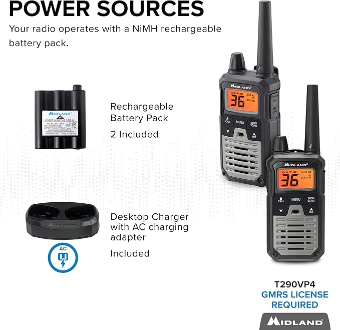 Midland T290VP4 High Powered GMRS Two Way Radios