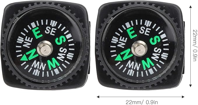 Mini Compass, 25Pcs Black Survival Compass for Camping Hiking Boating Touring Outdoor Activities Accessory, Portable Pocket Compass for Bracelet Umbrella Rope Watch Band Key Chain