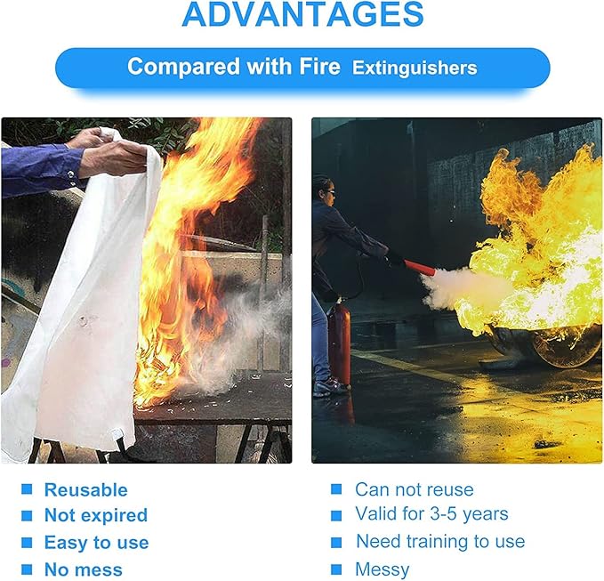 Emergency Fire Blanket for Home and Kitchen (4 Pack) Fire Extinguishers for the House, Deluxe Fire Blankets Emergency for Home Fireproof Blanket Fire Retardant Blankets Fire Spray Emergency Blankets