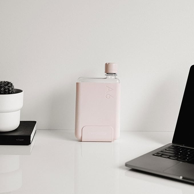 memobottle A6 (Pale Coral) Bundle - 12oz (375ml) - Bottle, silicone sleeve & lid | Compact Water Bottle For Bags & Small Pockets | BPA Free Tritan | Modern, Minimalist | For Gym & Work