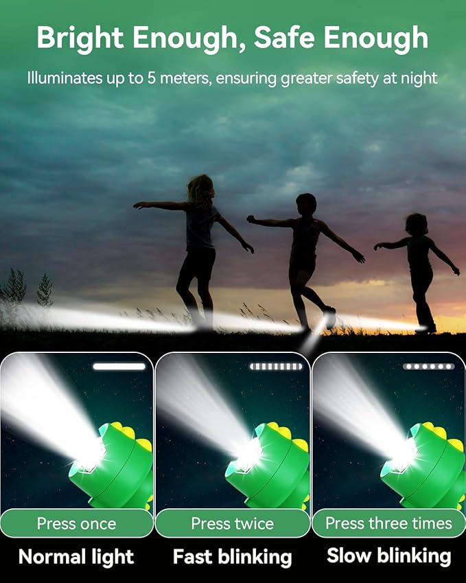 Shoes Lights 2 PCS, Headlights for Croc Shoes 3 Modes LED Flashlight, Cute Dinasour Shoe Headlamps Lasting 145 Hrs, Headlights for Croc Shoes IPX5 Waterproof Shoe Charm Shoes Headlights for Girls Boys