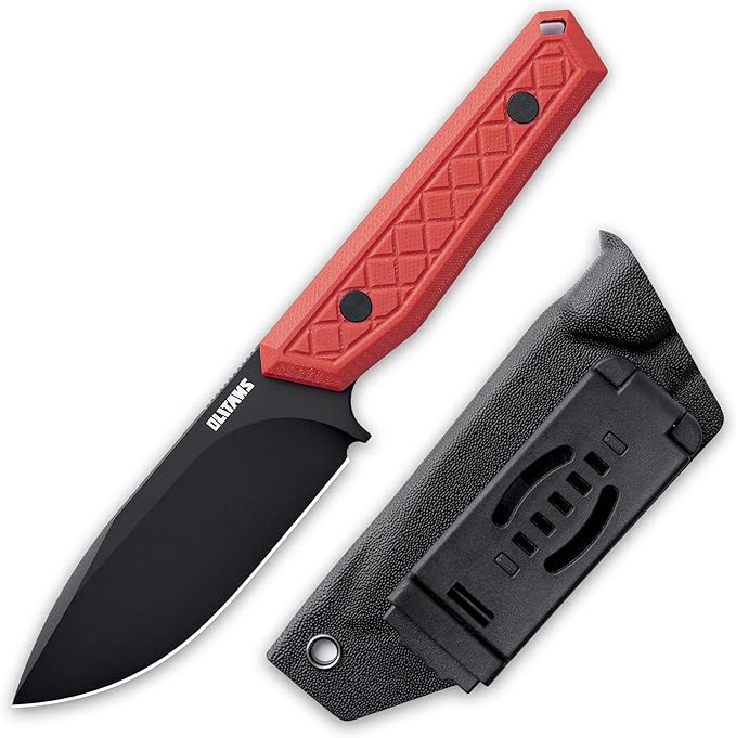 G043 Fixed Blade Knife 3.62'' 9cr18mov steel Blade,4.17'' G10 handle Field Utility Knife with Kydex Sheath for Outdoor Camping Hiking