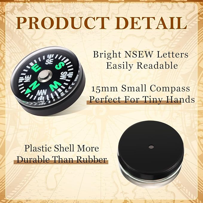 Leyndo 300 Pcs Mini Button Compass 15 Mm/ 0.59 Inch Lightweight Small Oil Filled Portable Mini Pocket Compass Bulk for Camping Hiking Touring Boating Outdoor Activities Survival