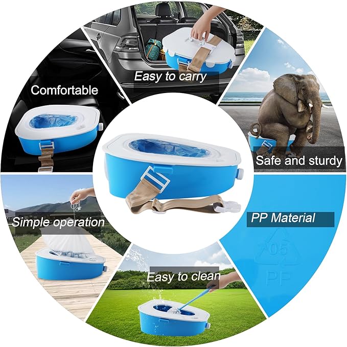 Portable Car Toilet/car Potty/Emergency Toilet/Vehicle Urine Bag- - Suitable for Outdoor Emergency, Camping and Sleeping, Car Travel,Traffic Jam (Blue)