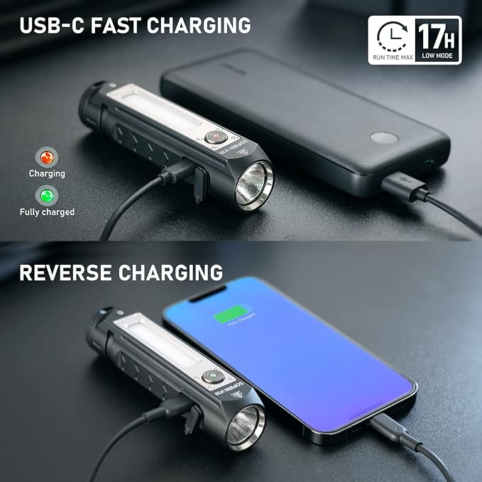 Rechargeable Flashlights High Lumens, Sofirn IF23 4000lm Super Bright Flashlight, EDC Flashlight, Led Flashlight, Emergency Flashlights for Home, RGB Magnetic Flashlight