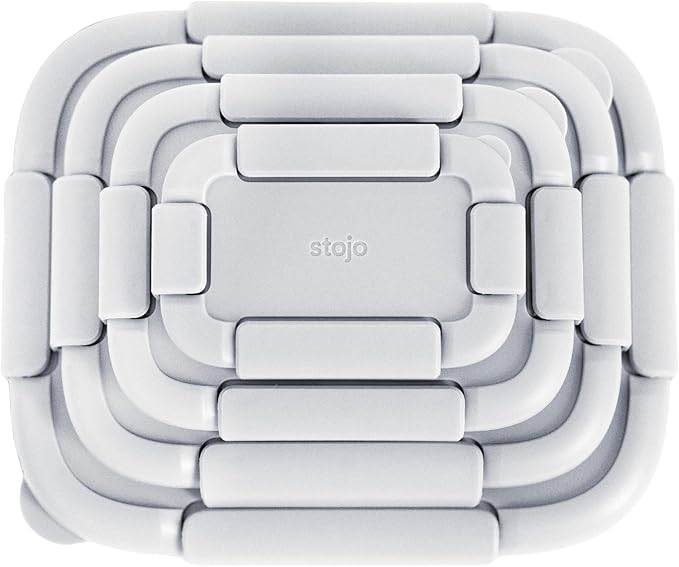 Stojo Nestable Collapsible Food Storage Container - Set of 4, Cashmere - Leak-Proof Airtight Seal Made With Food Grade Silicone For Meal Prep, Lunch Box, Pantry Organizer - Microwave & Dishwasher Safe