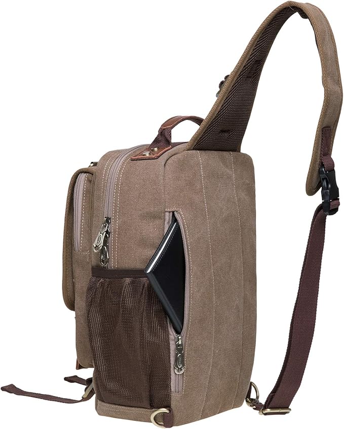 KAUKKO Canvas Messenger Bag Cross Body Shoulder Sling Backpack Travel Hiking Chest Bag