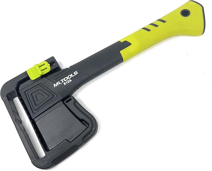 Camping Axe X12A - Camp Axe with Fiberglass Ergonomic Handle, High Carbon Steel Head - Torque & Weatherproof Survival Axes and Hatchets - Non-Slip Grip - with Protection Guard & Lock - 12.5"