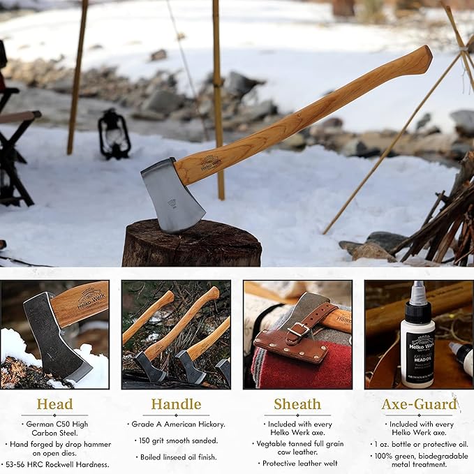 1844 Helko Werk Germany Classic Tasmania Competition Axe - Made in Germany Timber Sporting Axe, Wood Chopping Axe, Racing Axe for Timber Sport - Head 4lbs, Handle 31in (Tasmania) #10498