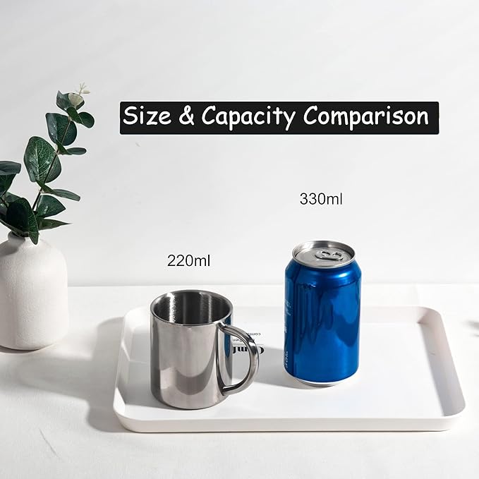 IMEEA Coffee Mugs Unbreakable Double Walled Stainless Steel Mug with Handle 13.5oz/400ml Camping Coffee Mugs, Set of 2