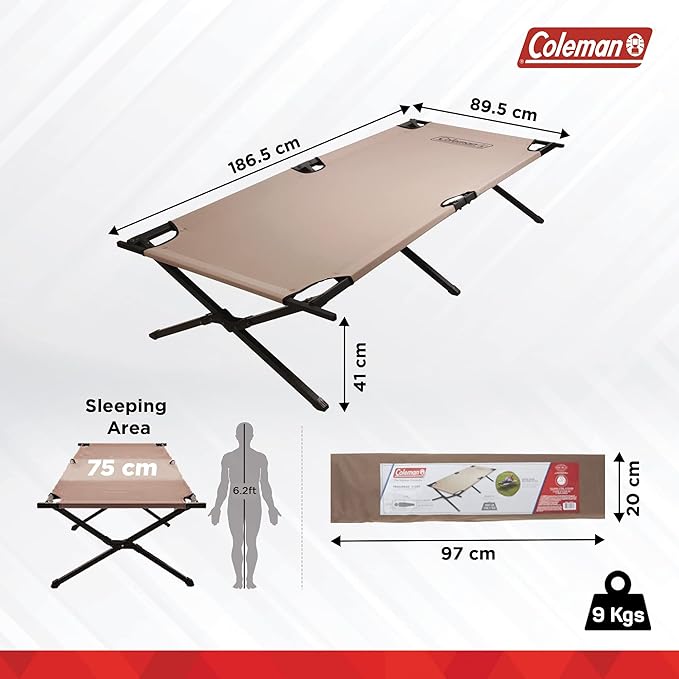Coleman Trailhead II Folding Cot, Camping Bed with Easy Setup & Takedown, Supports Adults up to 6ft 2in or 300lbs