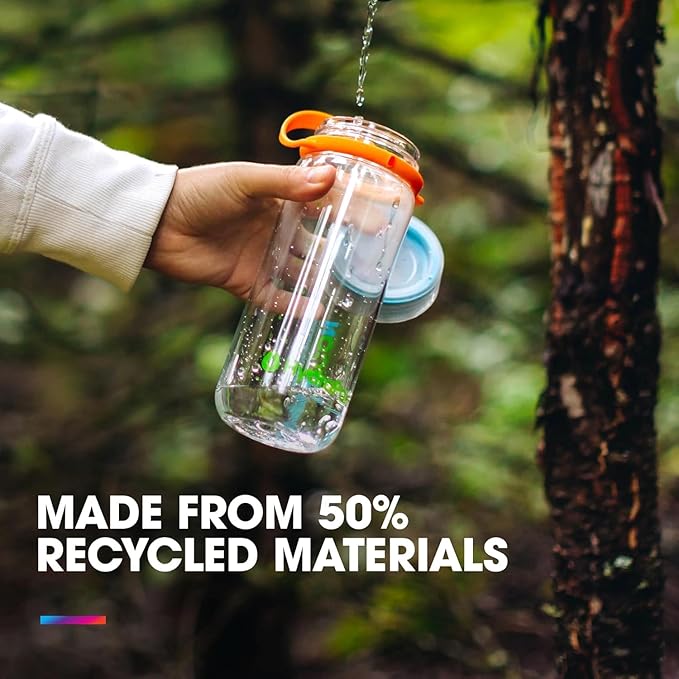 HydraPak Recon - 50% Recycled Plastic Water Bottle, Eco Friendly & BPA Free, Smooth Flow Twist Cap, Easy Carry (500 ml, Confetti)