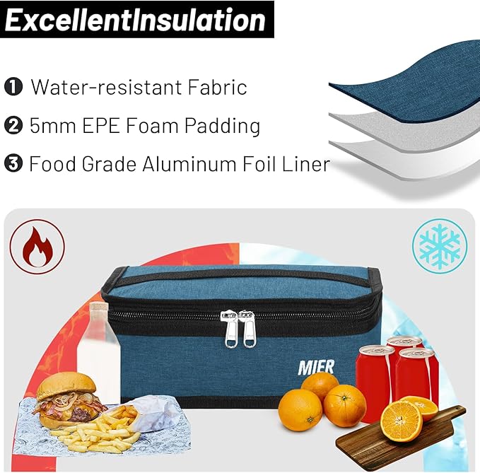 MIER Portable Thermal Insulated Cooler Bag Mini Lunch Bag for Kids, Ocean Depths
