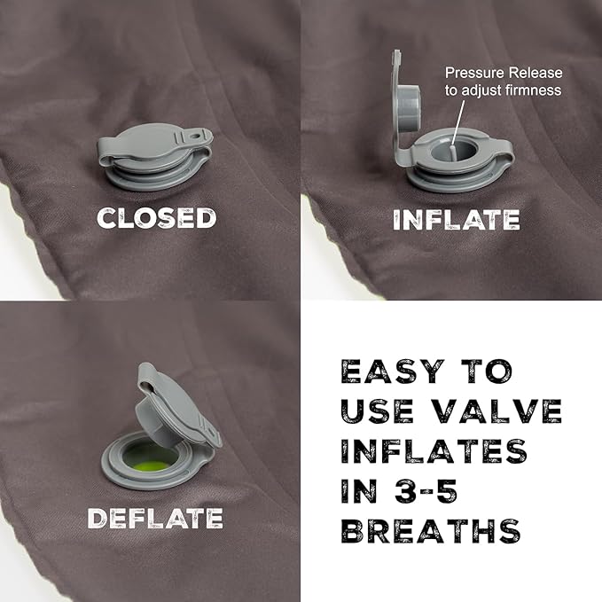 Inflatable Pillow for Camping - Lightweight, Compact, Compressible, Waterproof, Adjustable Firmness Camping Pillow, for Sleeping During Travel, Backpacking, Hiking, and Outdoor Adventure
