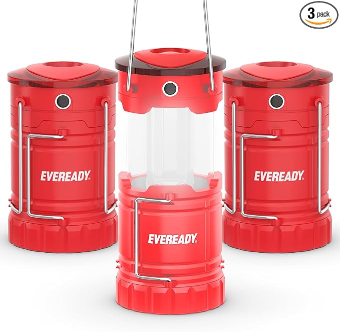 Eveready LED Camping Lantern 360 PRO (3-Pack), Super Bright Tent Lights, Rugged Water Resistant LED Lanterns, 100 Hour Run-time (Batteries Included)