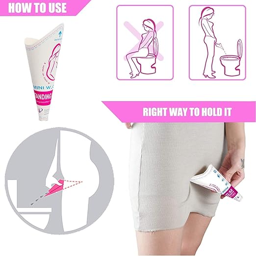 60 Pcs Disposable Portable Female Urination Device for Women, Female Urinal,Women Pee Cup Standing Up,Disposable Women Urinal for Women Female Pee Funnel,for Travel Camping Urinary Pee Cones