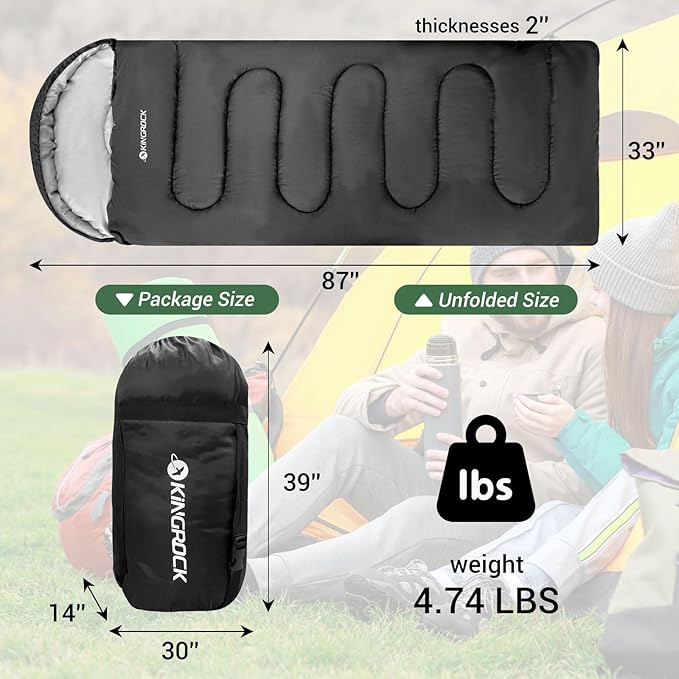 KINGROCK Sleeping Bags for Adults Backpacking Lightweight Waterproof- Cold Weather Sleeping Bag
