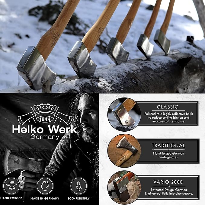 1844 Helko Werk Germany Classic Tasmania Competition Axe - Made in Germany Timber Sporting Axe, Wood Chopping Axe, Racing Axe for Timber Sport - Head 4lbs, Handle 31in (Tasmania) #10498
