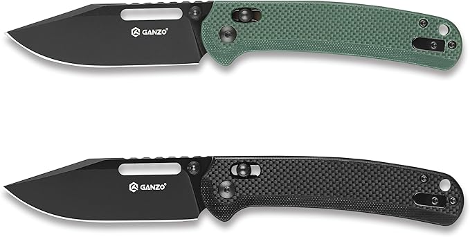 Ganzo G768PT-BK EDC Folding Pocket Knife Razor Sharp D2 Stainless Steel Black Blade G10 Handle with Clip Outdoor Foldable Pocket Knife Hunting Fishing Hiking Gear Best Gift for Men (Black)