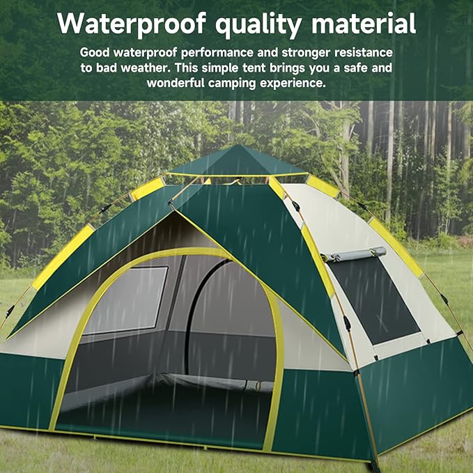 KOMCLUB Camping Tent 1/2/3 Person Tents for Family Camp Tent Waterproof Windproof Outdoor for Backpacking Hiking Easy Setup with Storage Bag,8 Ground ding,4 Windproof Rope
