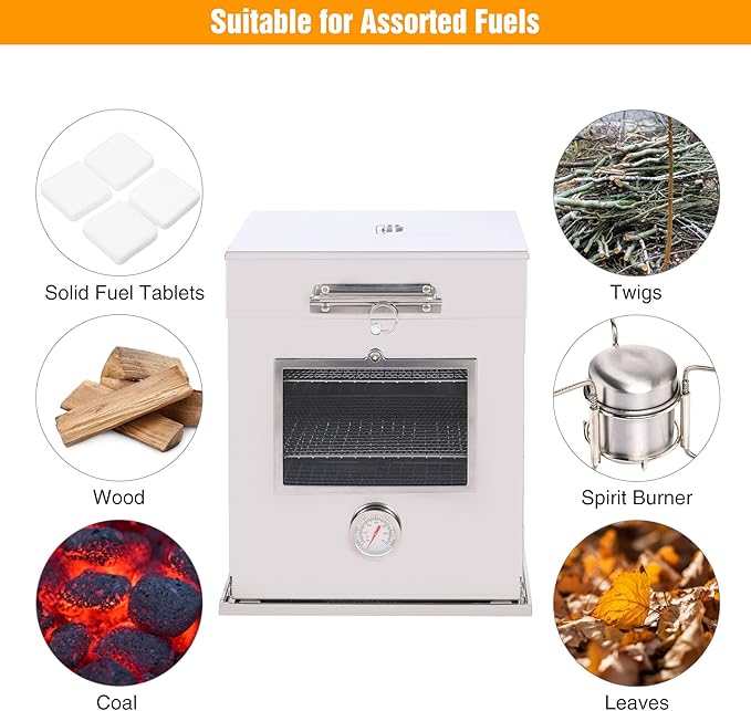 Lineslife Stainless Steel 304 Fastfold Camping Oven with 3 Tier Grill, Portable Outdoor Camp Stove Oven for Propane Stove and Camping Stove, Outdoor Cooking, BBQ, Picnic