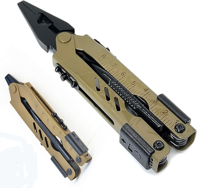 13 in 1 Portable Multifunction Tool Pliers Screwdrivers ire Stripper Folding Plier Pocket Cutter EDC Combination Tools for Outdoor Camping Fishing (Desert Colour)