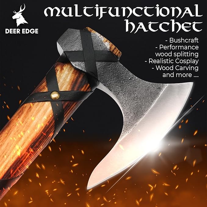 Steel Axe | Ragnar Axe | Camping Axe | Best Gift for him | Black Wrapped Handle with Leather Sheath