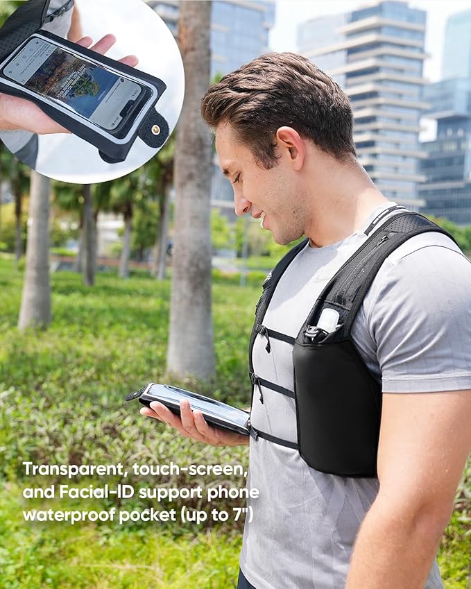 Running Vest for Women Men, USA Original Patent, Adjustable Chest Straps Running Hydration Vest with 500ml Soft Flask, Breathable Reflective Running Vest for Trail Running Hiking