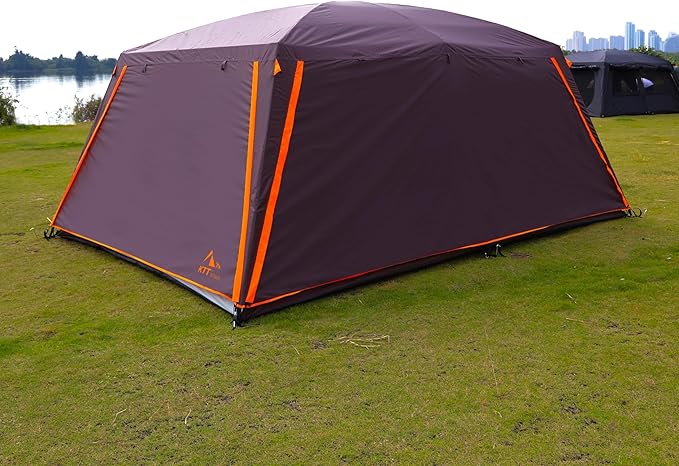 KTT Extra Large Tent 10-12-14 Person(B),Family Cabin Tents,2 Rooms,3 Doors and 3 Windows with Mesh,Straight Wall,Waterproof,Double Layer,Big Tent for Outdoor,Picnic,Camping,Family Gathering