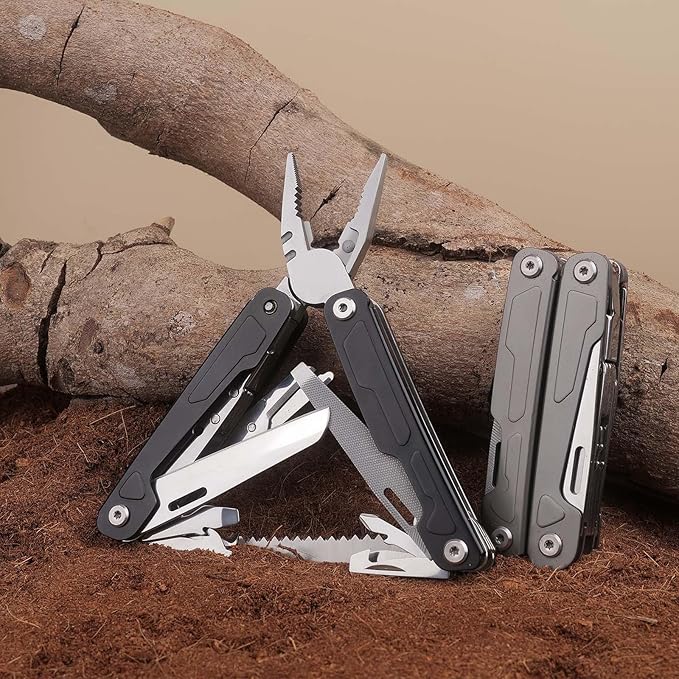 Multitool Pliers Pocket Knife Camping Tool Hiking Gear 17 in 1 Multi Tool,Foldable Stainless Steel Multi-Plier Multi-tool for Survival, Camping, Hunting, Fishing, Hiking