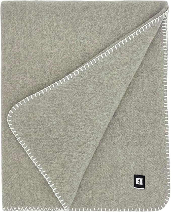 EKTOS 100% Virgin Wool Blankets, 90" x 78", Better Than US Army Navy Surplus Supplies (Light Gray, Full Size)
